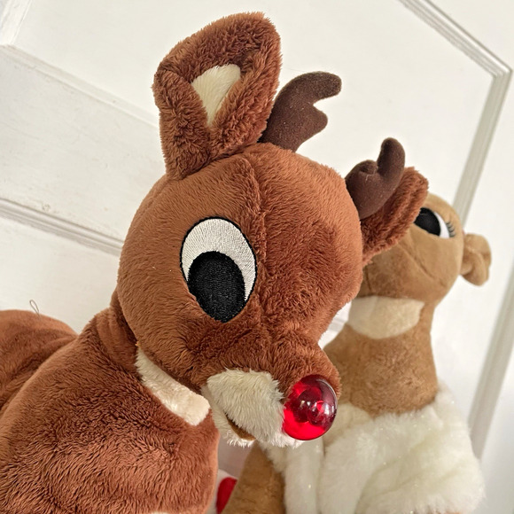 Build A Bear RUDOLPH & CLARICE REINDEER Plush Light Up Nose Works 15" - Picture 8 of 10
